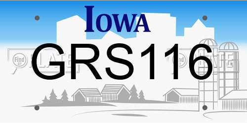 GRS116 Iowa License Plate
