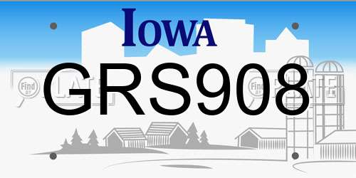 GRS908 Iowa License Plate