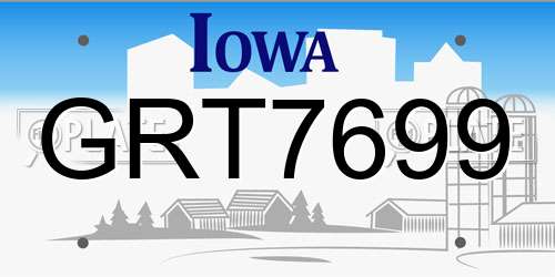 GRT7699 Iowa License Plate