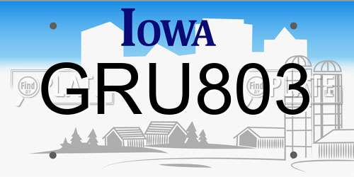 GRU803 Iowa License Plate