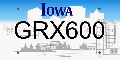 GRX600 Iowa License Plate