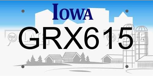 GRX615 Iowa License Plate