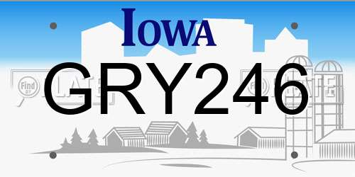 GRY246 Iowa License Plate