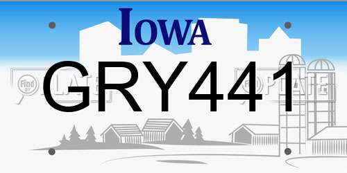 GRY441 Iowa License Plate