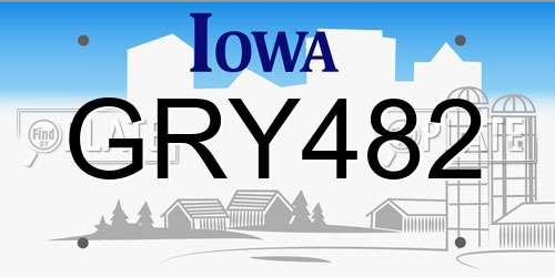 GRY482 Iowa License Plate