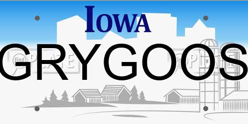 GRYGOOS Iowa License Plate
