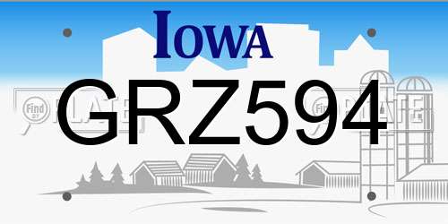 GRZ594 Iowa License Plate
