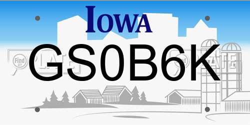 GS0B6K Iowa License Plate
