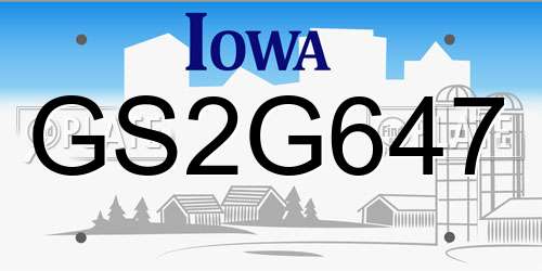 GS2G647 Iowa License Plate