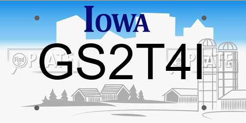 GS2T4I Iowa License Plate