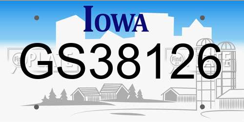 GS38126 Iowa License Plate