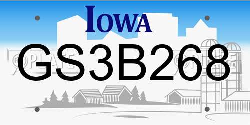GS3B268 Iowa License Plate