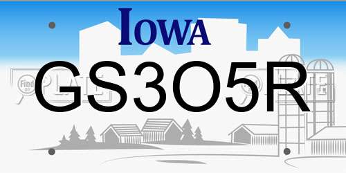 GS3O5R Iowa License Plate