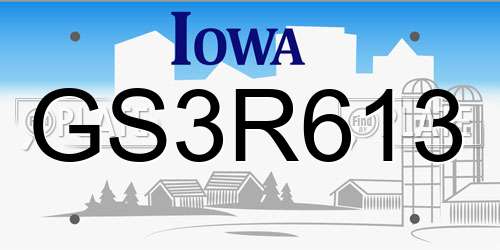 GS3R613 Iowa License Plate