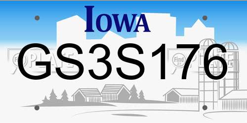 GS3S176 Iowa License Plate
