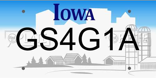 GS4G1A Iowa License Plate