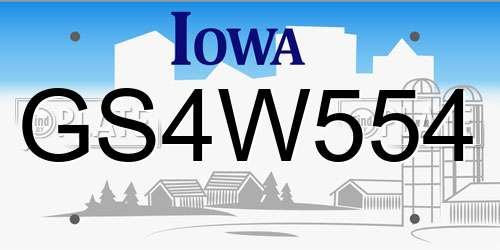 GS4W554 Iowa License Plate
