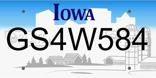 GS4W584 Iowa License Plate