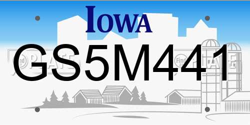 GS5M441 Iowa License Plate