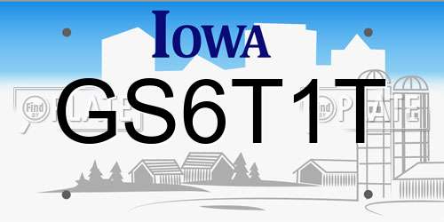 GS6T1T Iowa License Plate