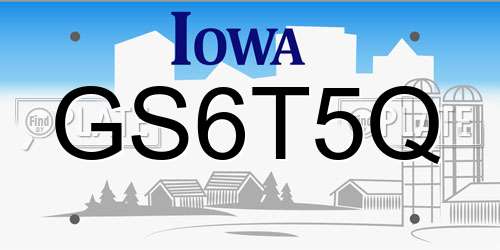 GS6T5Q Iowa License Plate