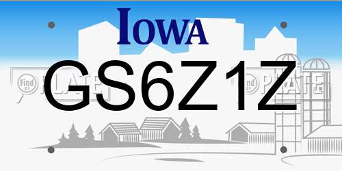 GS6Z1Z Iowa License Plate