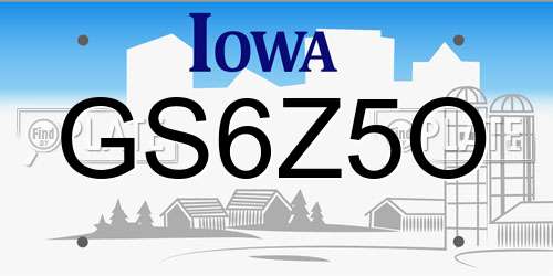 GS6Z5O Iowa License Plate