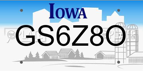 GS6Z8O Iowa License Plate