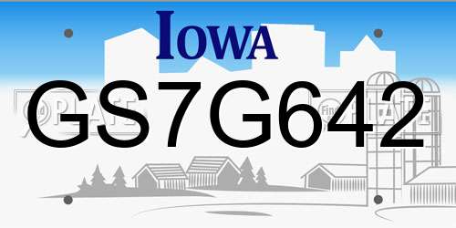 GS7G642 Iowa License Plate