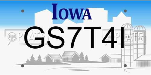 GS7T4I Iowa License Plate