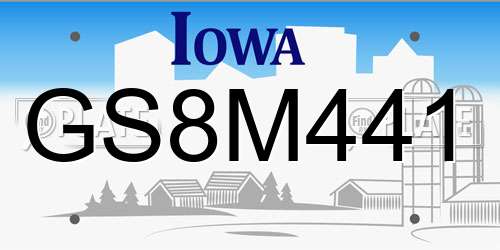 GS8M441 Iowa License Plate