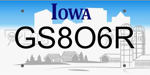 GS8O6R Iowa License Plate