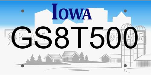 GS8T500 Iowa License Plate