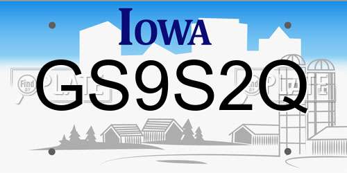 GS9S2Q Iowa License Plate