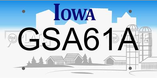 GSA61A Iowa License Plate