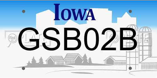 GSB02B Iowa License Plate
