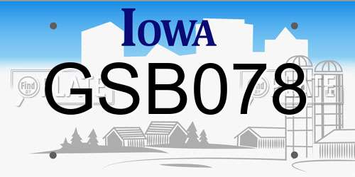 GSB078 Iowa License Plate