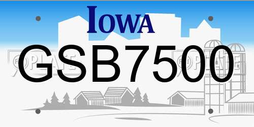 GSB7500 Iowa License Plate