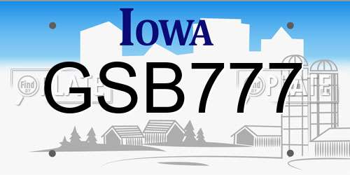 GSB777 Iowa License Plate