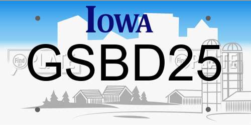 GSBD25 Iowa License Plate