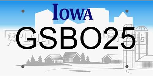 GSBO25 Iowa License Plate