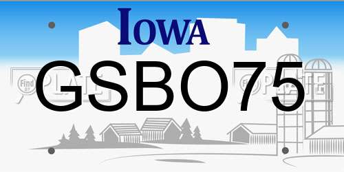 GSBO75 Iowa License Plate