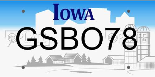 GSBO78 Iowa License Plate