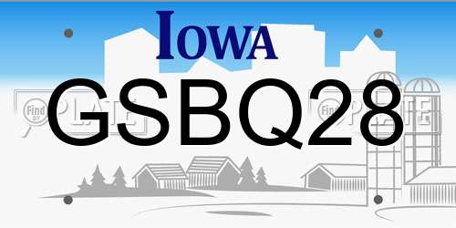 GSBQ28 Iowa License Plate