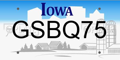 GSBQ75 Iowa License Plate