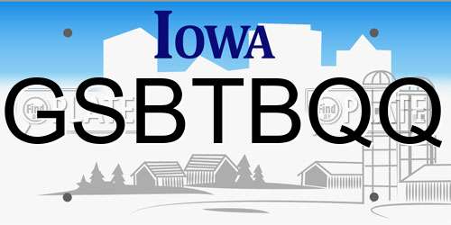GSBTBQQ Iowa License Plate