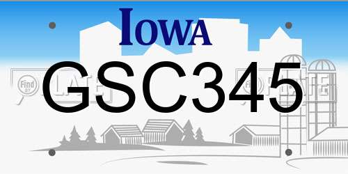 GSC345 Iowa License Plate