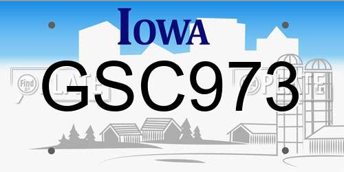 GSC973 Iowa License Plate