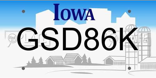 GSD86K Iowa License Plate