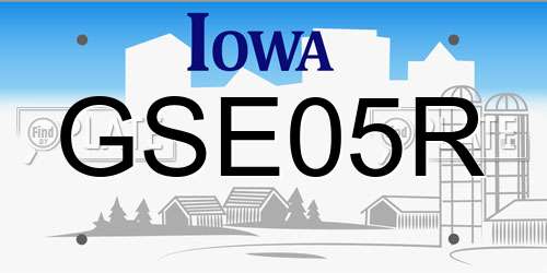GSE05R Iowa License Plate